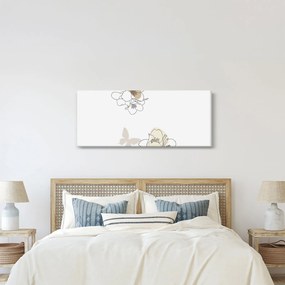 Tablou - Flori bej cu fluture N⁰2 (120x50 cm)