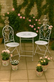 Set masa si 2 scaune bistro, din metal, Country Chic