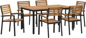 vidaXL Set de masă pentru grădină 7 pcs Negru Lemn Solid de Acacia