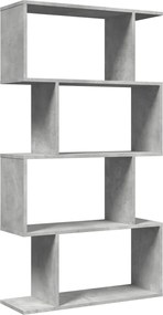 vidaXL Bibliotecă/separator 4 niveluri gri beton 70x24x129cm lemn