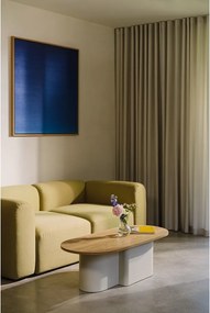 Măsuță de cafea neagră cu blat cu aspect de lemn de stejar 50x115 cm Looi – noo.ma