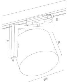 Spot pe sina ALTO negru / Accesoriu pentru sinele trifazate ARGON T-RACK