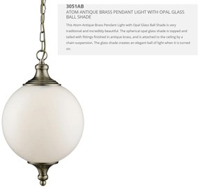 Lustra / Pendul design clasic Avalon alama antic / opal 3051AB SRT