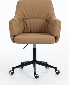 HR840K Scaun Caramel Piele Ecologica Premium Soft cu Bază Neagră