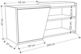 Comodă pentru pantofi Fiona - Oak, Anthracite