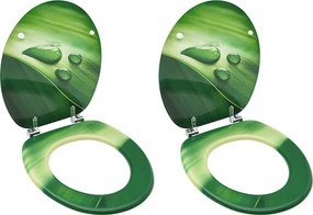 vidaXL Scaune WC cu capac, 2 buc., MDF, verde, model stropi de apă