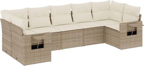 vidaXL Set canapele de grădină, 7 piese, cu perne, bej, poliratan