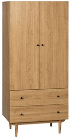 HOMCOM Dulap pentru haine dulap de depozitare pardesiu cu 2 uși, 2 sertare și bară pentru agățat - 80 x 52 x 180 cm - aspect lemn | Aosom Romania