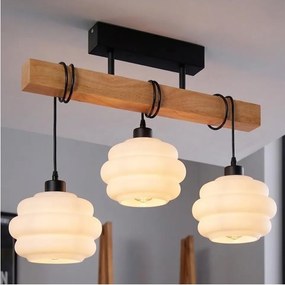 Brilagi - Lustră aplicată WOOD GLASS 3xE27/60W/230V pin/negru/alb