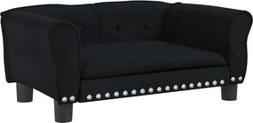 vidaXL Pat de câini, negru, 70x45x30 cm, catifea