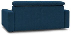 Canapea albastru-închis extensibilă cu tapițerie din catifea reiată 195 cm Monaco – Bobochic Paris