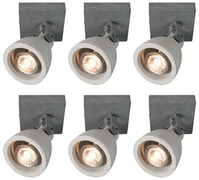 Set de 6 spoturi industriale gri beton cu 1 lumină - Creto