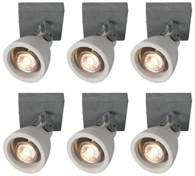Set de 6 spoturi industriale gri beton cu 1 lumină - Creto