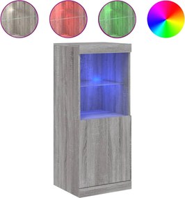 vidaXL Servantă cu lumini LED, gri sonoma, 41x37x100 cm