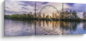 Tablou cu lac (cu ceas) (90x30 cm)