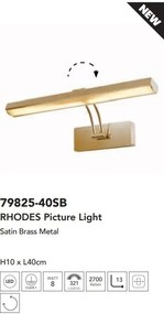 Aplica de perete LED pentru oglinda sau tablou Rhodes alama, L-40cm