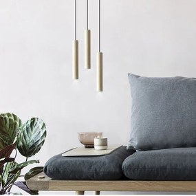 Lustra cu 3 pendule design minimalist din lemn cu spot LED încorporat Chimes 3 - oak