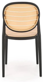 Scaun plastic K529 negru/natur