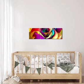 Tablou - Trandafir colorat (cu ceas) (90x30 cm)