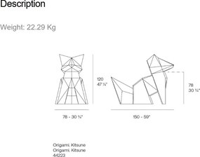 Decoratiune/ Statueta exterior sau interior Origami Kitsune, mat