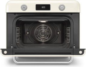 Mini-cuptor cu functie combinata de gatit cu abur Smeg COF01CREU, 1800 W, 10 functii, Ecran LCD, 40-230°C, Crem
