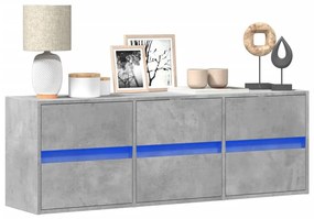 vidaXL Comodă TV de perete cu lumini LED, gri beton, 130x31x45 cm