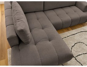 Colțar taupe extensibil/cu spațiu de depozitare (cu colț pe partea stângă/în formă de ”L”) Fuji – Bobochic Paris