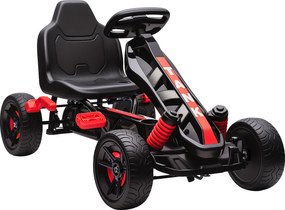 AIYAPLAY Kart cu pedale pentru copii 3-6 ani, max. 50 kg, cu suport pentru pahare și roți EVA antiderapante, roșu | Aosom Romania