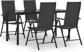 vidaXL Set mobilier de grădină, 5 piese, negru, poliratan