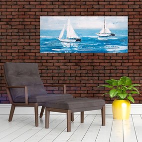 Tablou - Pictură yacht pe mare (120x50 cm)