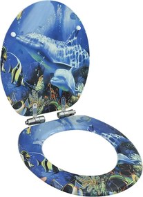 vidaXL Capac WC cu închidere silențioasă, MDF, design delfini