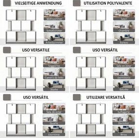 HOMCOM Bibliotecă Mobilă cu 8 Rafturi pentru Sufragerie și Dormitor, 100x24x124 cm, Gri Închis | Aosom Romania