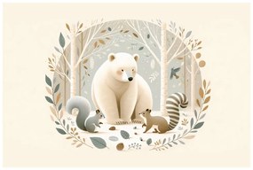 Tablou urs și animale din pădure