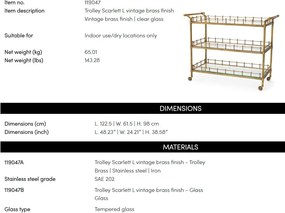 Gheridon LUX, Otel, Sticla, Alama Vintage, Scarlett L