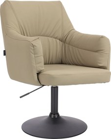 HR840N Scaun Crem Piele Ecologica Premium Soft cu Bază Neagră