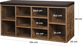 Banca cu spatiu de depozitare TAYLOR 104x30x48 cm, maro rustic