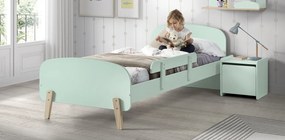 Set Mobilier Kiddy pentru Camera Copii – Pat 90x200 cm, Noptieră & Bară Siguranță – Verde Mentă – Vipack