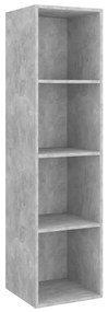 Dulap TV montat pe perete, gri beton, 37x37x142,5 cm, PAL 1, Gri beton, 37 x 37 x 142.5 cm