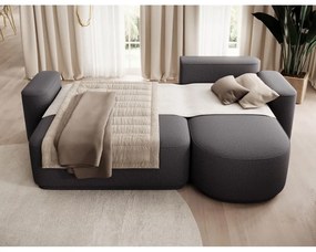 Colțar gri închis extensibil/cu spațiu de depozitare cu tapițerie din chenille (cu colț pe partea dreaptă/cu șezlong) Aurumm – ELTAP