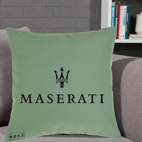 Perna Personalizata cu emblema Maserati, 40x40 cm, Verde, Husa Detasabila, Perna Inclusa, BEKZ®