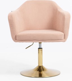 HR832N Scaun Catifea Reiată Premium culoare Roz prăfuit Litchi cu Bază Aurie