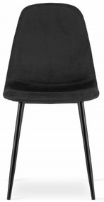 Scaun de masa din catifea Culoare negru cu picioare negre, COMO