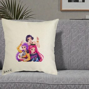 Perna Personalizata K-pop HUNTRX Trio Animat Fete Foto, 40x40 cm, Ecru, Husa Detasabila, Perna Inclusa, BEKZ®