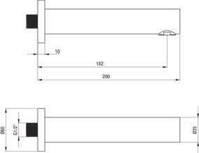 Pipa cada Deante Cascada auriu 20 cm