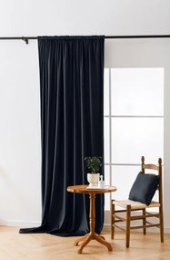 Draperie opaca neagra VELVET 135x250 cm Agățat: Inele metalice