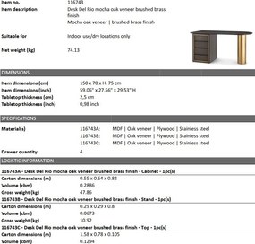 Birou elegant design LUX furnir de stejar Del Rio