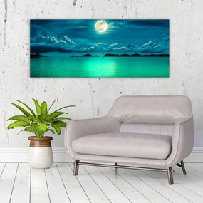 Tablou - Luna plină deasupra apei (120x50 cm)