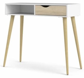 Masuta consola alba in decor stejar OSLO 75388