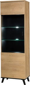 Vitrina SIRAN TYP 2, stejar lefkas, DTD laminat/plastic, 61x40x191 cm