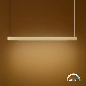 Lustră LED LINEA suspendată pe cablu, 36W, 230V, 3000/4000/5700K, CRI 90, auriu